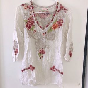 Johnny Was embroidered tunic top